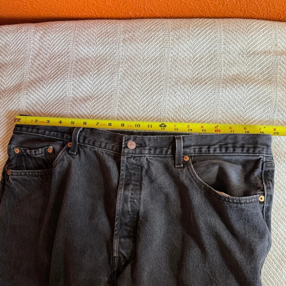 Levis 501 Jeans‎ Mens 42x30 (39x28) Black Button Fly Straight Leg Denim